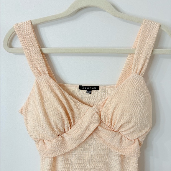 VTG Y2K GEORGE Shiny Peach Padded Babydoll Tank Top Womens M 2000's Party Glam - Picture 4 of 8